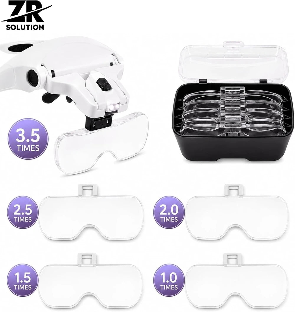 Gafas Lupa LED con 5 Lentes Intercambiables