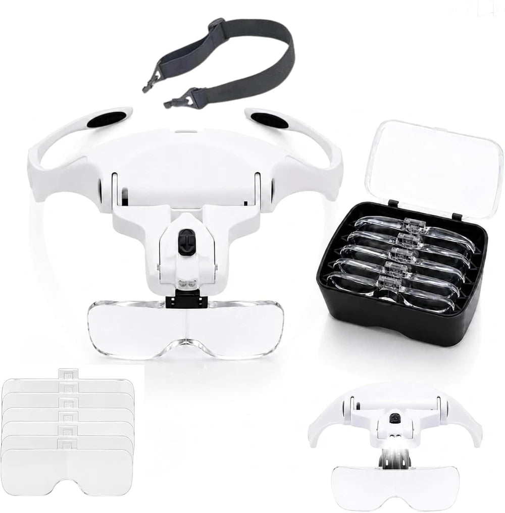 Gafas Lupa LED con 5 Lentes Intercambiables