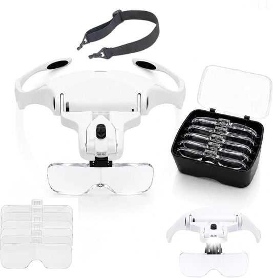Gafas Lupa LED con 5 Lentes Intercambiables