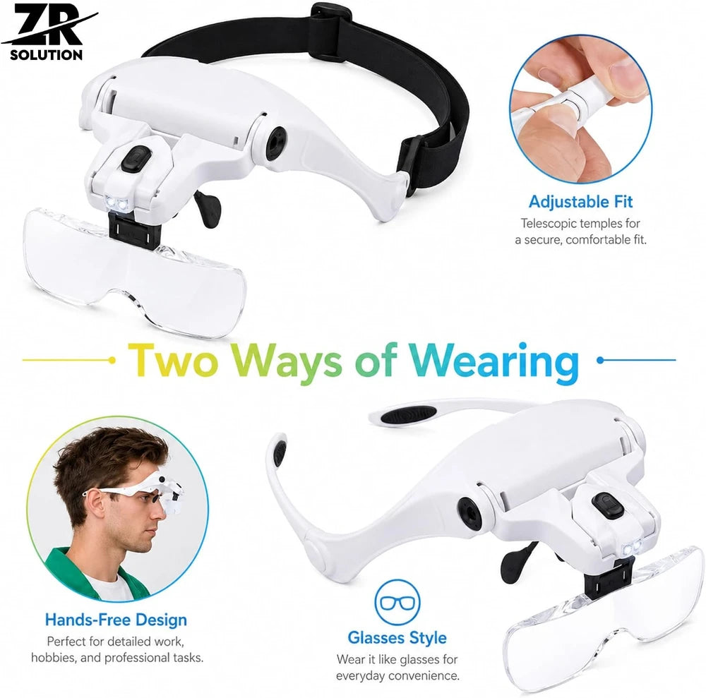 Gafas Lupa LED con 5 Lentes Intercambiables