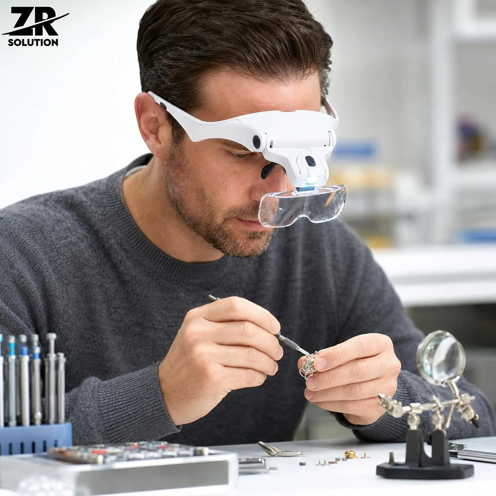 Gafas Lupa LED con 5 Lentes Intercambiables