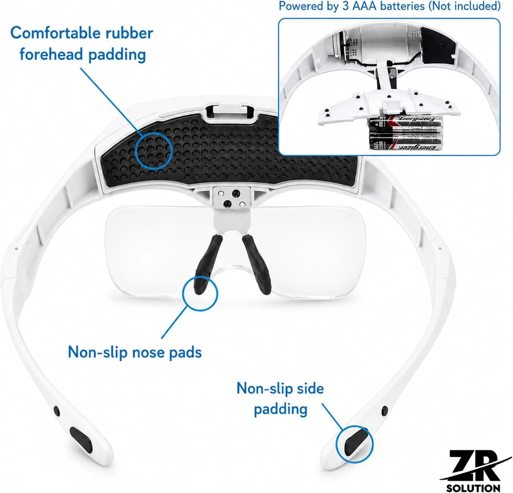 Gafas Lupa LED con 5 Lentes Intercambiables